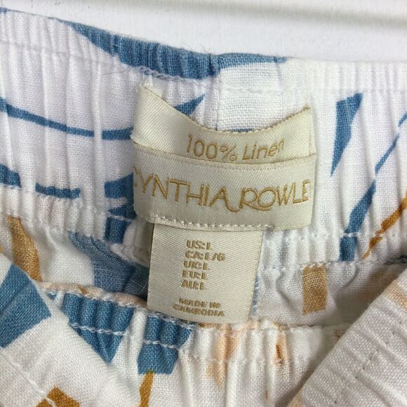 Cynthia Rowley Women's Linen Pant Wide Leg Tropical Printed Multicolor Size L - Picture 12 of 12